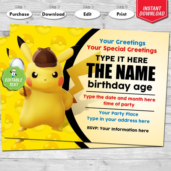 Personalised Birthday card Pikachu any name//relation//age