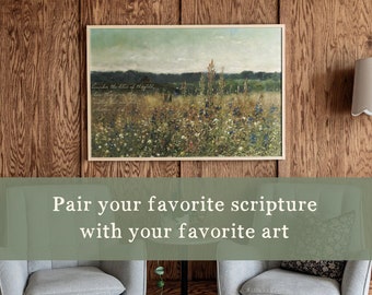 Art biblique personnalisé | Écriture personnalisée avec oeuvre d'art vintage | Art mural chrétien | Décoration murale chrétienne | Décoration murale biblique vintage