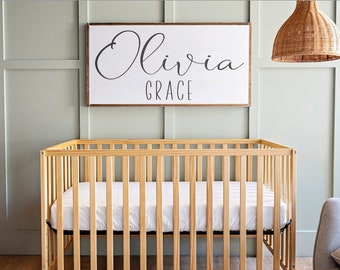 Framed Wood Nursery Name Sign: Personalized Baby Room Decor
