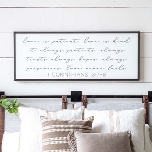 1 Corinthians 13 Wood Sign: Love Is Patient, Master Bedroom Decor