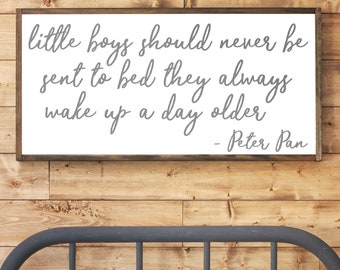 Boys Room Wall Decor | Peter Pan Nursery | Boys Room Nursery Sign | Little Boys Should Never be Sent to Bed | Peter Pan Sign | Nursery | 569