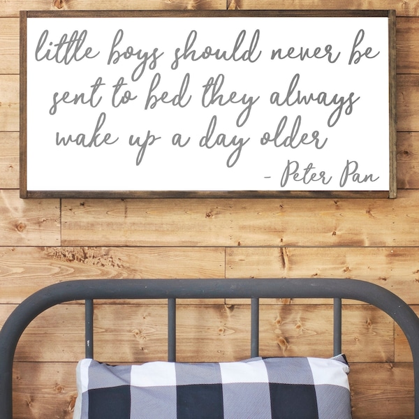 Boys Room Wall Decor | Peter Pan Nursery | Boys Room Nursery Sign | Little Boys Should Never be Sent to Bed | Peter Pan Sign | Nursery | 569