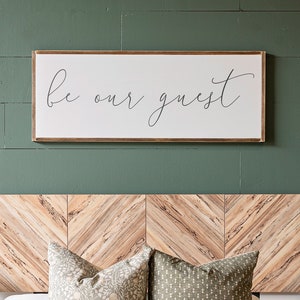 Be Our Guest sign | Guest room sign | Guest room decor |  Be our guest wood sign| Framed Wood Signs | Wooden Signs | Signs for Home | 015