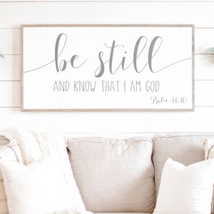 Be Still and Know That I Am God Sign Be Still and Know Scripture Wall Art Bible Verse Sign Be Still Framed Wood Signs 046 image 6