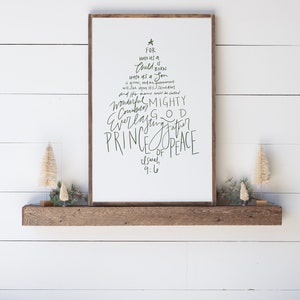 Hand Lettered Christmas Sign | Christmas Wall Sign | For Unto Us Christmas Signs | Farmhouse Christmas Art | Christmas Wood Sign | 379