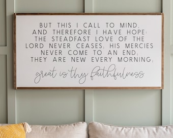 Great Is Thy Faithfulness Wood Sign | Christian Wall Sign | Great Is Thy Faithfulness Sign | Living Room Inspirational Sign | 034