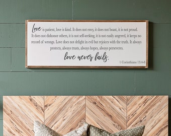 Master Bedroom Signs | Bedroom Wall Decor | Bedroom Sign | Love is Patient Sign | Above Bed Sign | Horizontal Bedroom Signs | 549