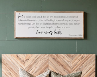Love Is Patient Sign: Bedroom Wall Decor, Scripture Sign | 549
