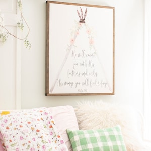 Psalm 91 Scripture Wood Sign: Girls Room Decor