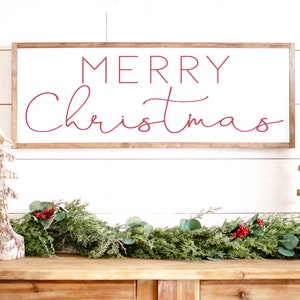 Rustic Wood Framed Merry Christmas Sign: Farmhouse Holiday Decor | 619