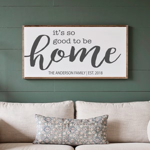 It&#39;s So Good To Be Home Sign | Housewarming gift | Custom Name sign | Wood sign | It&#39;s So Good To Be Home | Family established sign