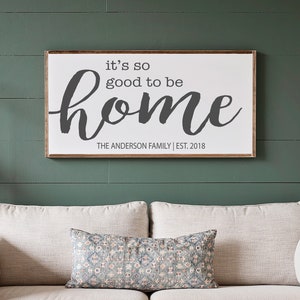 It's So Good To Be Home Sign Housewarming gift Custom Name sign Wood sign It's So Good To Be Home Family established sign image 1