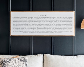 Psalm 91 Wood Sign: Christian Scripture Wall Decor | 042