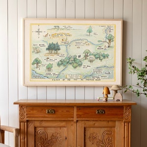 100 Acre Woods Map | Nursery Sign | Winnie the Pooh Nursery | Framed Wood Signs | Horizontal Sign | 100 Acre Woods Sign | 154