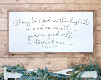 Christmas Wood Sign: Glory To God Holiday Wall Decor | 502