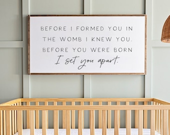 Jeremiah 1:5 Nursery Sign | Framed Wood, Above Crib Decor | 517