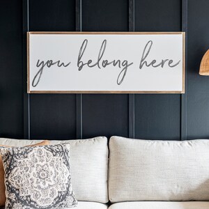 Living Room Wall Decor | You Belong Here Wood Sign | Family Room Sign | Inspirational Sign |  Living Room Wall Art | Entryway Sign | 390