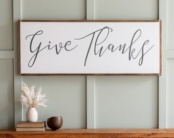 Give Thanks Sign | Give Thanks Wood Sign | Fall Signs | Thanksgiving Signs | Thanksgiving Wall Decor | Give Thanks Sign Wood | 025