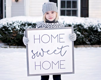 Home Sweet Home Sign | Home Sweet Home Wood Sign | Framed Home Sign | Living Room Wall Decor | Rustic Wood Signs| Framed Wood Signs