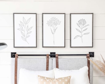 Botanical Wall Art | Master Bedroom Wall Art | Master Bedroom Sign | Above Bed Signs | Modern Botanical Decor | Set Of Three