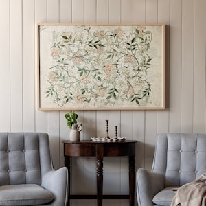 Botanical Textile Wooden Wall Art | William Morris Art Print | Framed Botanical Textile Art | Botanical Flower Art | 175