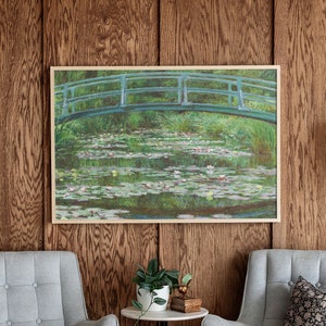 The Water Lily Pond Wall Art | Living Room Decor | Monet Painting | Framed Wood Signs | Extra Large Art | Large Horizontal Sign | 221