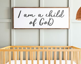 I am a Child of God Sign | Scripture Nursery Signs | I am a Child of God | Framed Wood Signs | Signs for Home | Home Decor Sign