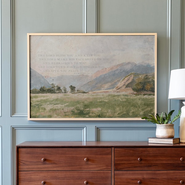 Vintage Landscape Art: The Blessing Song Scripture Sign | 570