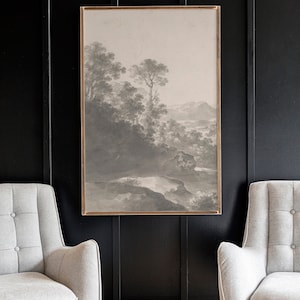 Framed Black and White Vintage Nature Art Print: Large Wood Sign | 158