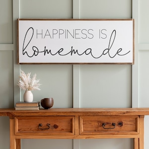 Happiness is Homemade Sign | Home Decor Sign | Happiness is Homemade | Living Room Wall Decor | Handmade Wood Sign | Framed Sign | 050