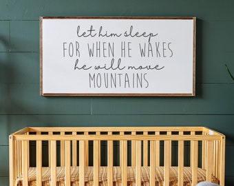 Let Him Sleep Wood Sign: Mountain Nursery Decor | 503