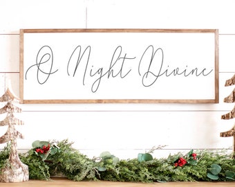 O Night Divine Sign | Framed Christmas Signs | Christmas Wall Decor | Oh Night Divine | Framed Wood Signs | Signs for Home | Home Decor Sign