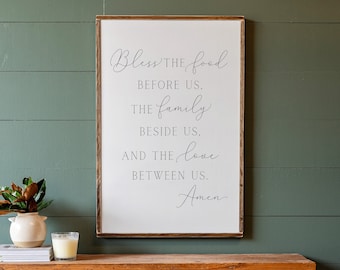 Bless The Food Before Us Sign: Framed Christian Dining Room Wall Art | 339