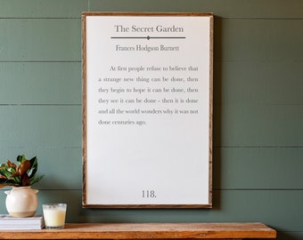 The Secret Garden Book Page Wall Decor | Book Page Wall Art | Frances Hodgson Burnett| Framed Book Page Sign | Signs for Home | 300