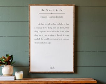 The Secret Garden Book Page Sign: Frances Hodgson Burnett Quote | 300