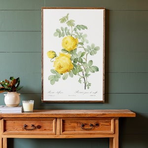 Yellow Roses Print Wall Art | Living Room Wood Sign | Floral Wall Art | Framed Wood Signs | Extra Large Art | Yellow Rose Wall Art | 252