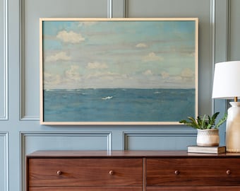 Beach House Art | Vintage Ocean Scene Print on Wood | Extra Large Art | Large Horizontal Sign | 145