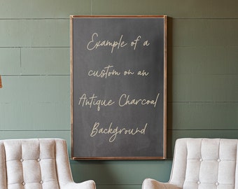 Custom Bible Verse Sign: Antique Charcoal Background Framed Wood Sign