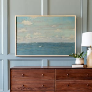 Beach House Art | Vintage Ocean Scene Print on Wood | Extra Large Art | Large Horizontal Sign | 145