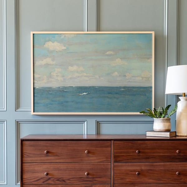 Beach House Art | Vintage Ocean Scene Print on Wood | Extra Large Art | Large Horizontal Sign | 145