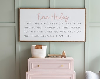 Daughter of a King Sign: Inspirational Girls Room Decor, Custom Name