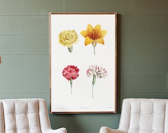 Florals Print Wall Art | Living Room Wood Sign | Floral Wall Art | Framed Wood Signs | Extra Large Art | Floral Wall Decor | 260