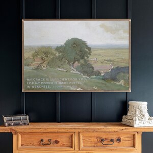 Vintage Mountain Scene Scripture Sign: My Grace Is Sufficient | 402