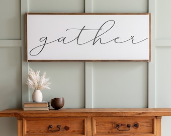 Gather Sign | Gather Wood Sign | Dining Room Sign | Large Gather Sign | Fall Sign | Gather| Framed Wood Signs | Wooden Signs | 394