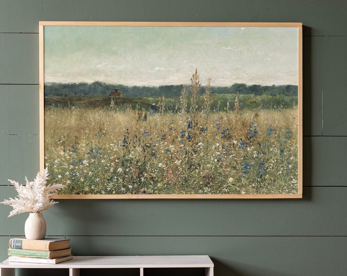 Vintage Wildflower Field Wall Art | Field Of Flowers Art | Botanical Wildflower Art | 167