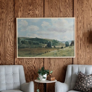 Extra Large Vintage Wall Art | Vintage Meadow Scene Wall Art | Large Wall Decor | Framed Wall Art | 159