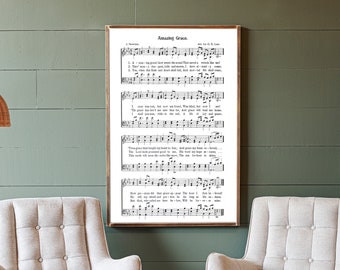 Amazing Grace Sign | Song Lyric Gift | Amazing Grace Sheet Music Sign | Hymn Sign | Sheet Music Sign| Wood Signs | Signs for Home | 289