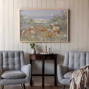 Framed Vintage Flower Sea Art Print: Coastal Bedroom Wall Decor | 555