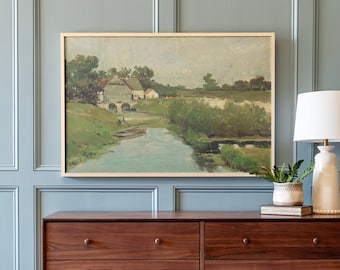Vintage Summer Landscape Framed Wall Art: Oversized Living Room Decor | 150