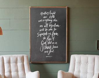 Hand Lettered Scripture Wood Sign | Living Room Sign | Neither Height Nor Depth Sign | Original Scripture Sign | Signs for Home | 105